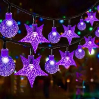 Guirlandes solaires extérieures | Boules étoiles - Déco Jardin Soleil