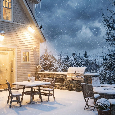 lampadaire design eclairant terrasse hiver