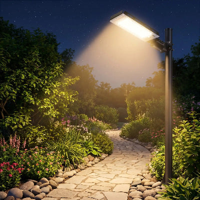 lampadaire led eclairant chemin jardin